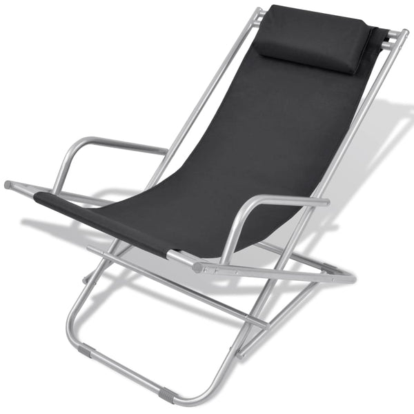 Schwarze neigbare Strandstühle Octavia (2 Stk. Stahl)
