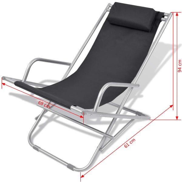 Schwarze neigbare Strandstühle Octavia (2 Stk. Stahl)
