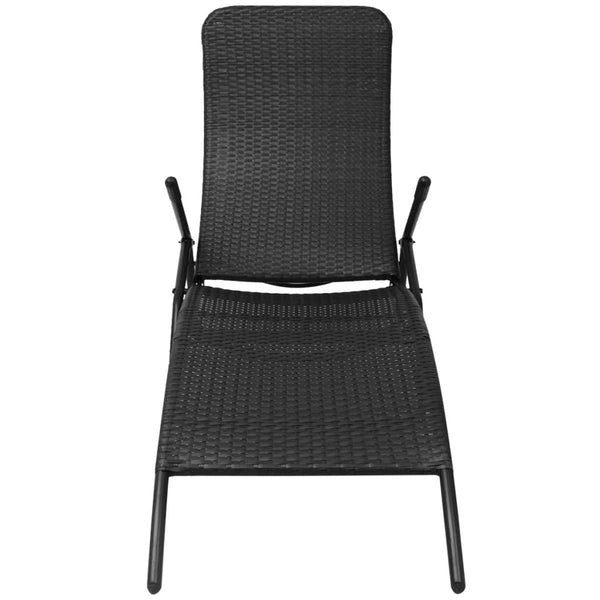 Schwarzer klappbarer Liegestuhl Onhan (Polyrattan)