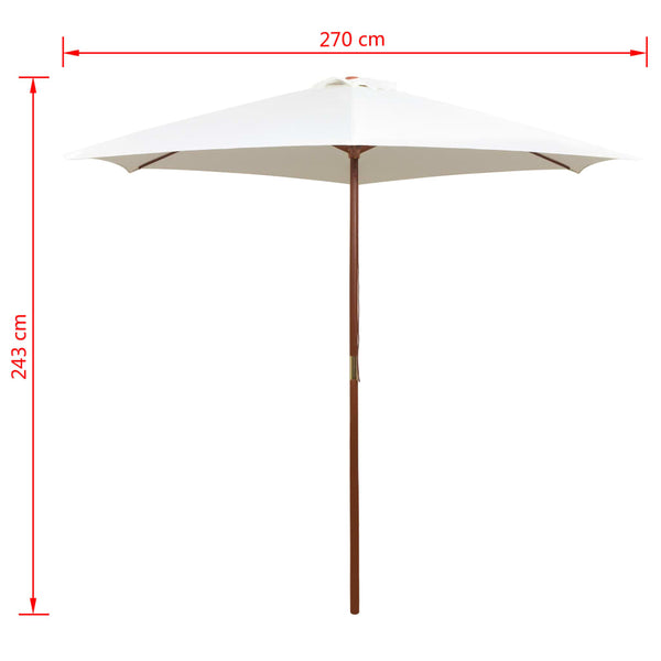 Cremeweißer Sonnenschirm Hamwi 270x270cm (Holzstange)