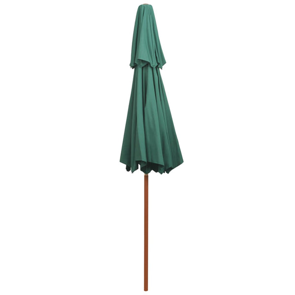 Grüner Sonnenschirm Roni 270x270cm (2-lagig, Holzstange)