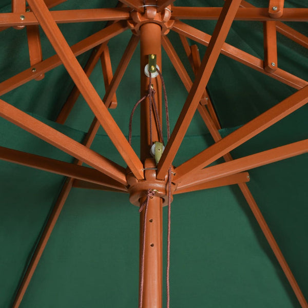 Grüner Sonnenschirm Roni 270x270cm (2-lagig, Holzstange)