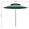 Grüner Sonnenschirm Roni 270x270cm (2-lagig, Holzstange)