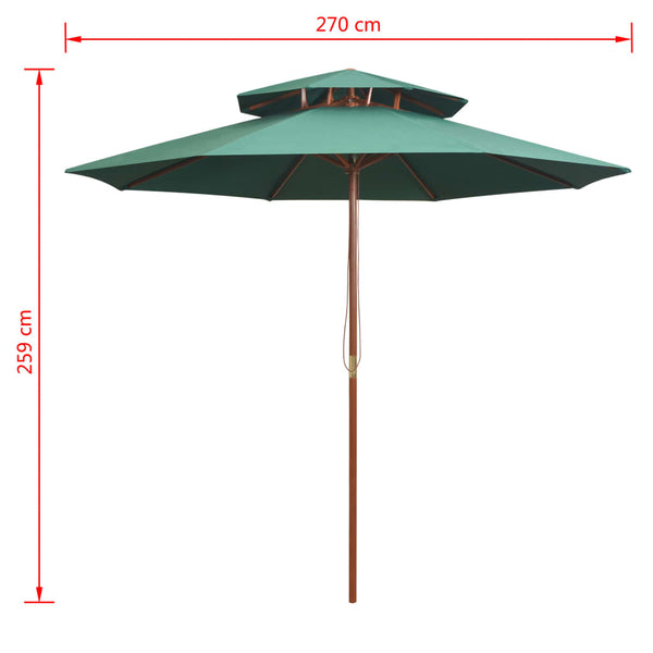 Grüner Sonnenschirm Roni 270x270cm (2-lagig, Holzstange)