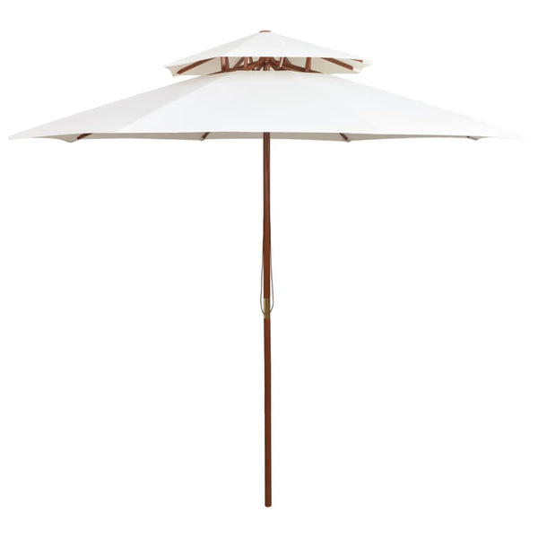Cremefarbener Sonnenschirm Roni 270x270cm (2-lagig, Holzstange)