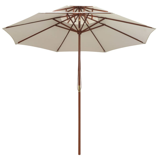 Cremefarbener Sonnenschirm Roni 270x270cm (2-lagig, Holzstange)