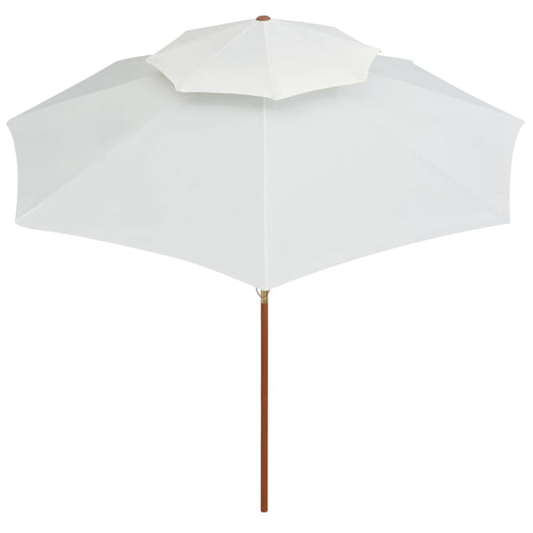Cremefarbener Sonnenschirm Roni 270x270cm (2-lagig, Holzstange)