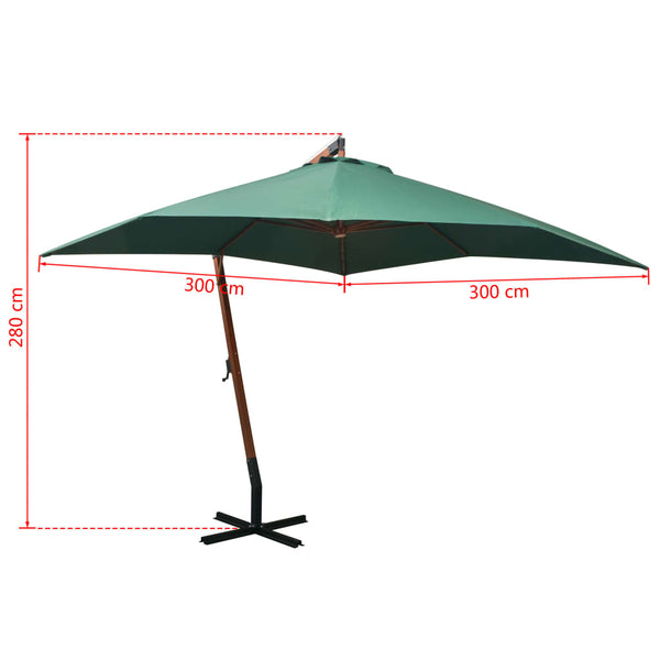 Grüner Ampelschirm Sevia 300x300cm (Holzstange)