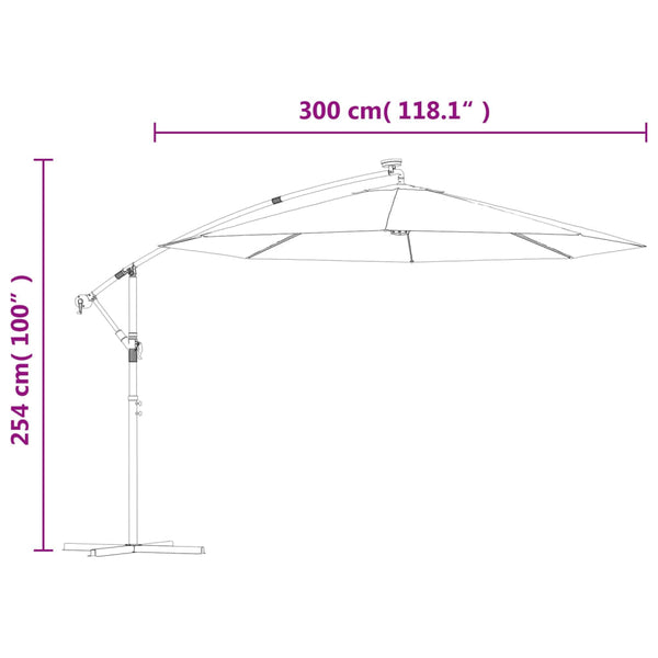 Grüner Hängesonnenschirm mit LED-Beleuchtung Ciobanca 300cm (Metallstange)