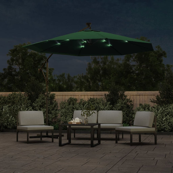 Grüner Hängesonnenschirm mit LED-Beleuchtung Ciobanca 300cm (Metallstange)