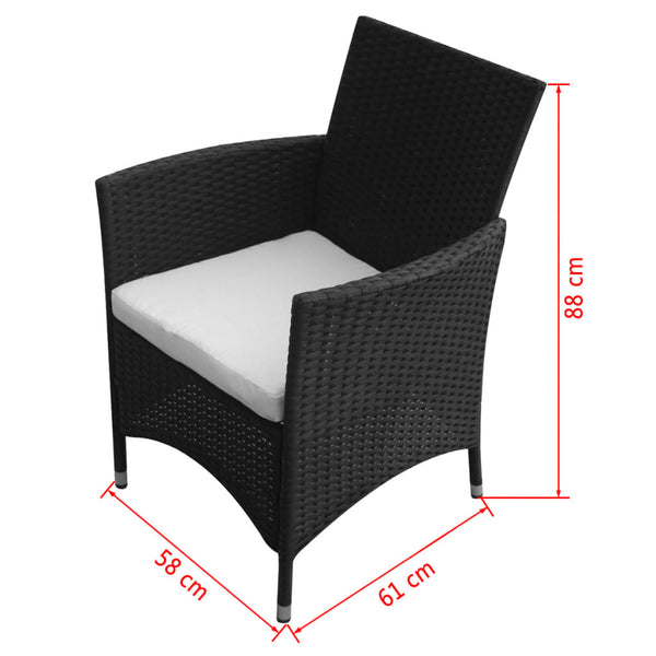 Schwarze Gartenstühle Naghiea (2 Stk. Polyrattan)