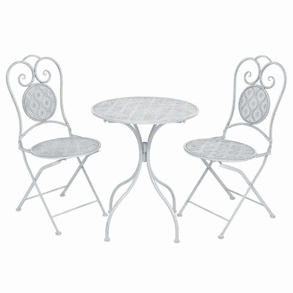 Harmahtavan valkoinen bistrosarja Chiriaca 3-osainen (teräs)