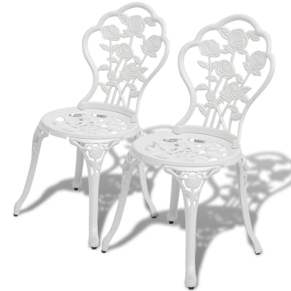 Weiße Bistrostühle Axsinia (2 Stück aus Aluminiumguss)