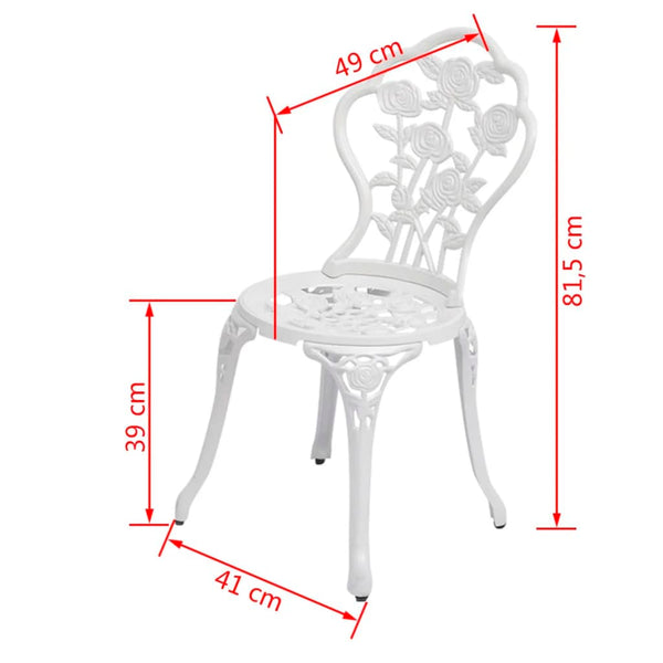Weiße Bistrostühle Axsinia (2 Stück aus Aluminiumguss)