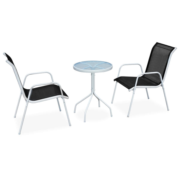 Schwarzes Bistro-Set Liliane (3-teilig, Stahl)
