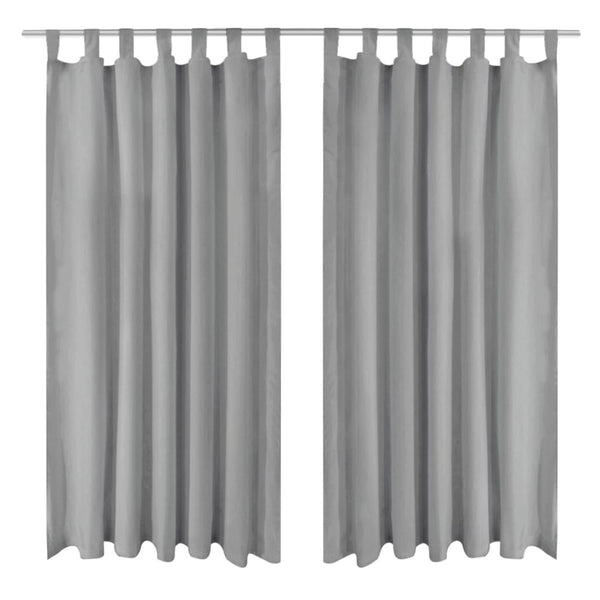 Grauer Mikrosatin-Fertigvorhang mit Ösen Capsuna 140x175cm (2 Stk.)