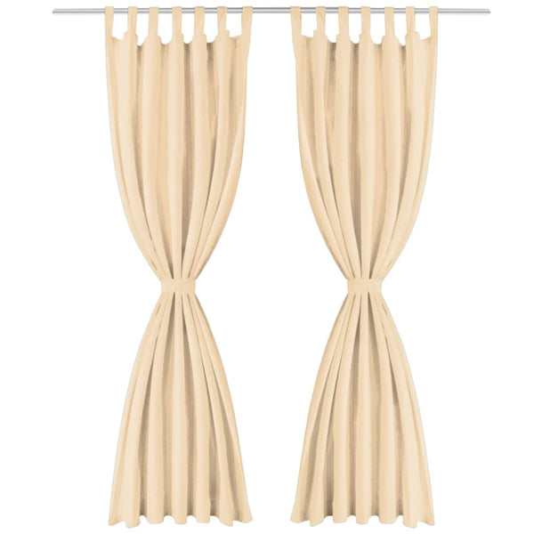 Beigefarbene Mikrosatin-Vorhänge mit Schlaufen Capsuna 140x225cm (2 Stück)