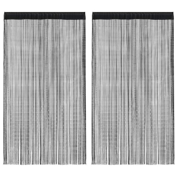 Schwarzer Fadenvorhang Norwood 100x250cm (2 St.)