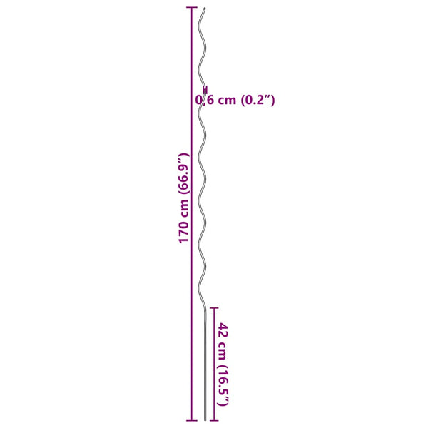 Verzinkte Pflanzenstützen Kovacs 170cm (20 Stück Spiralstahl)