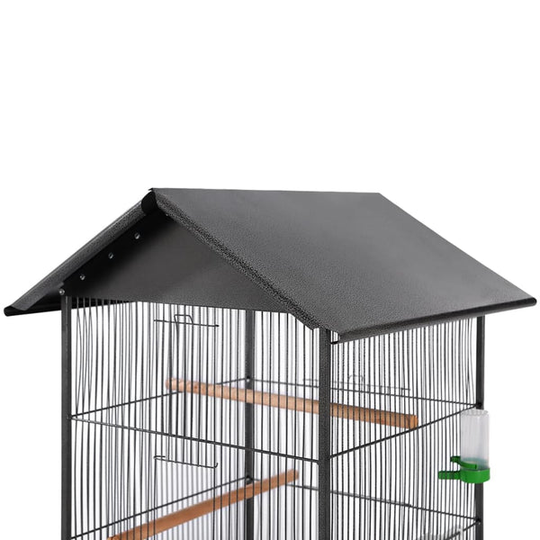 Schwarz überdachter Vogelkäfig Stahl Paisanu 66x66x155cm