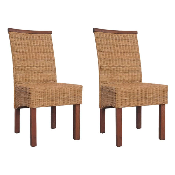 Braune natürliche Esszimmerstühle Condrate 2 Stk. (Rattan)