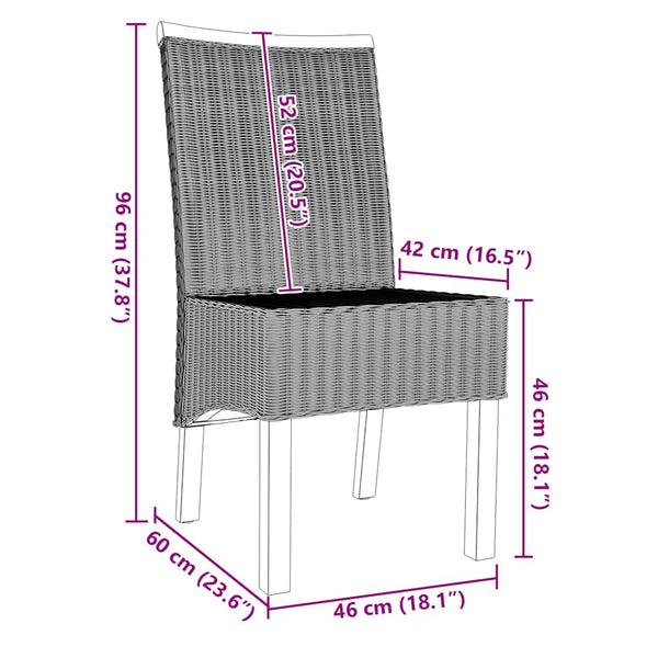 Braune natürliche Esszimmerstühle Condrate 2 Stk. (Rattan)
