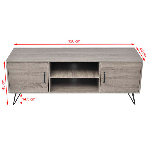 Harmaa tv-taso Rromilor 120x40x45cm
