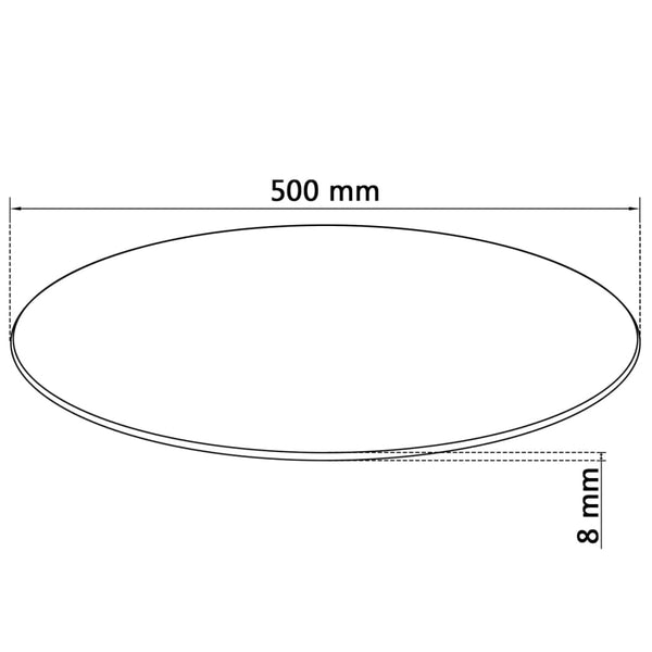500 mm Edvina Tischplatte (rundes gehärtetes Glas)