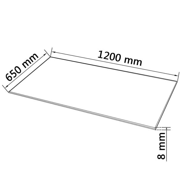 Edvina rechteckige Tischplatte aus gehärtetem Glas, Maße 1200x650 mm