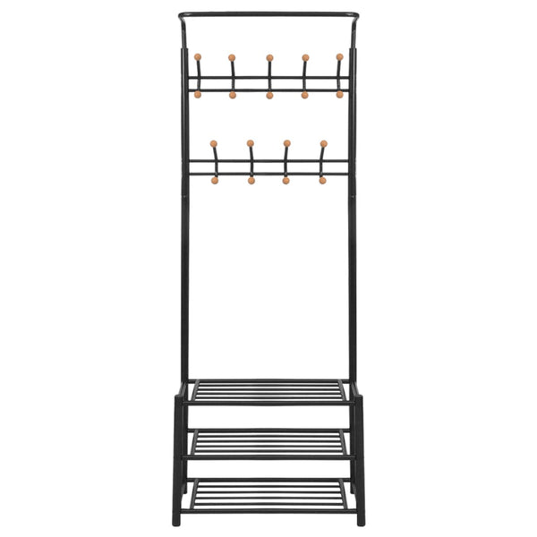 Schwarze Garderobe mit Schuhregal Seva 68x32x182,5cm
