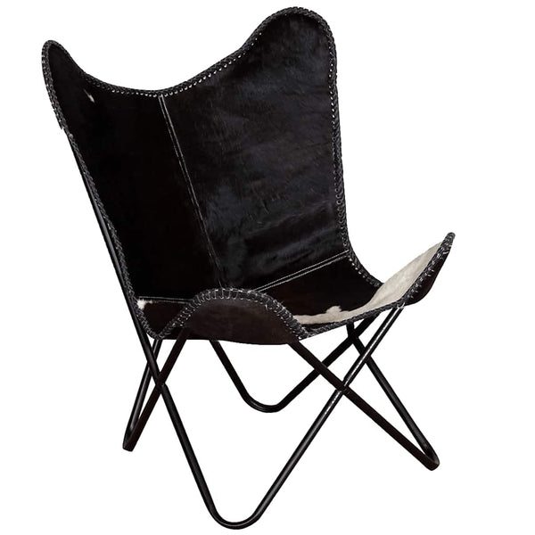 Schmetterlingssessel Echo schwarz-weiß (echtes Rindsleder)