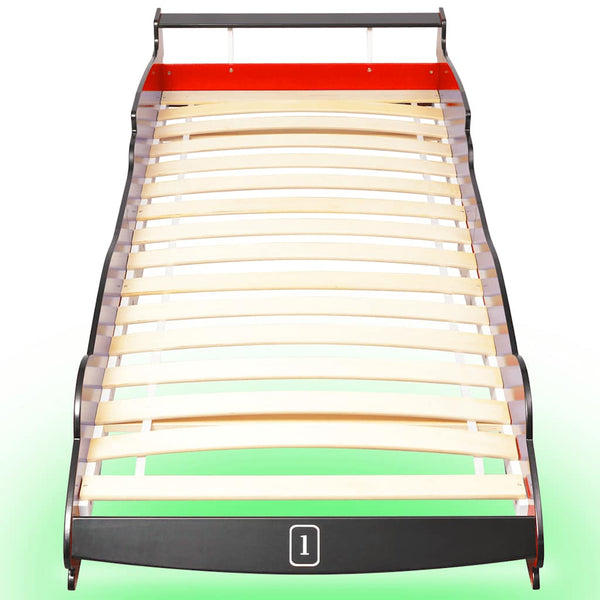 Punainen lastensänky led-valolla kilpa-auto Domoschin 90x200cm
