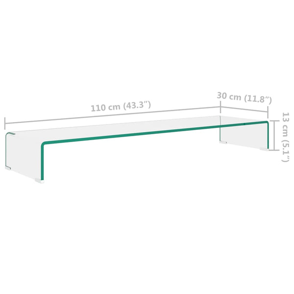 TV-taso/Näyttöteline Kirkas lasi 110x30x13 cm