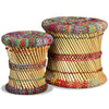 Bunte Hocker mit Chindi-Details Bodale (2 Stück Bambus)