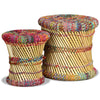 Bunte Hocker mit Chindi-Details Bodale (2 Stück Bambus)