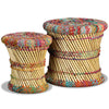 Bunte Hocker mit Chindi-Details Bodale (2 Stück Bambus)