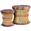 Bunte Hocker mit Chindi-Details Bodale (2 Stück Bambus)