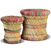 Bunte Hocker mit Chindi-Details Bodale (2 Stück Bambus)