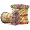 Bunte Hocker mit Chindi-Details Bodale (2 Stück Bambus)