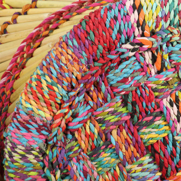 Bunte Hocker mit Chindi-Details Bodale (2 Stück Bambus)