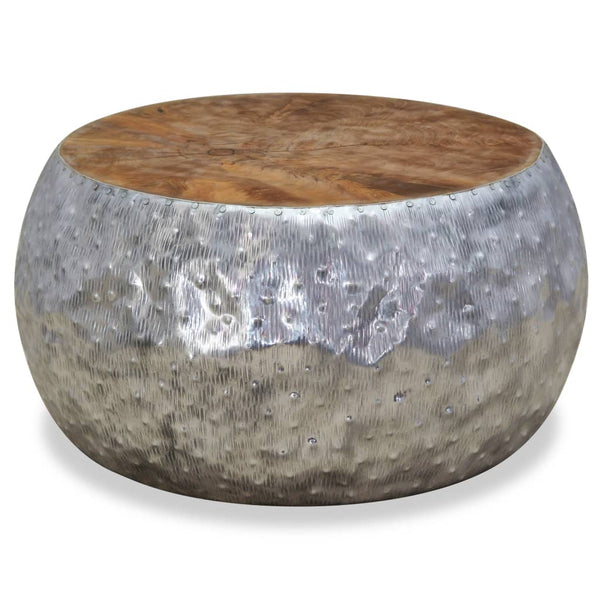 Aluminium Teakholz Couchtisch Papai 60x60x30cm