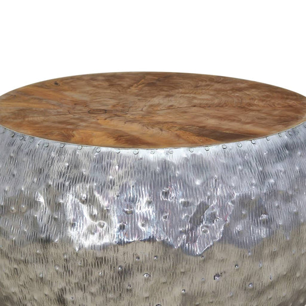 Aluminium Teakholz Couchtisch Papai 60x60x30cm