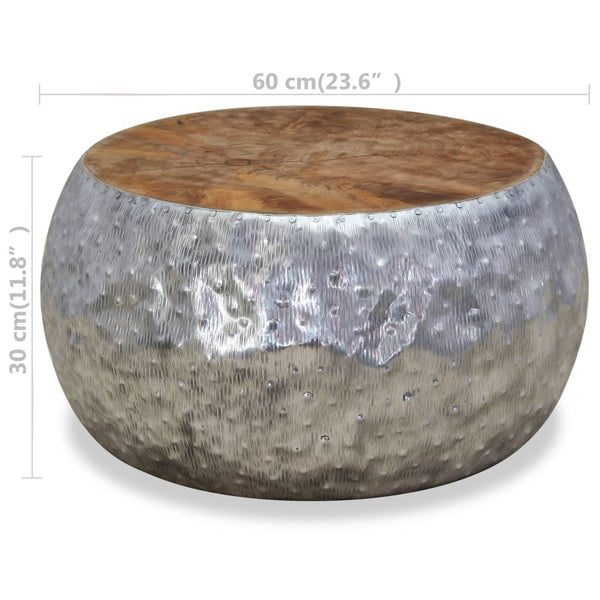 Aluminium Teakholz Couchtisch Papai 60x60x30cm
