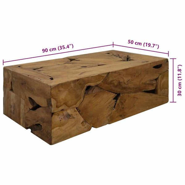 Brauner Couchtisch Evantita 90x50x30cm (echtes Teakholz)