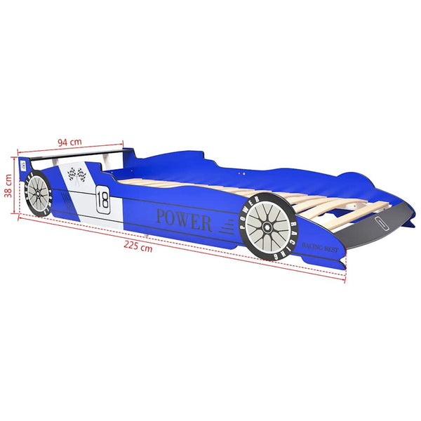Blaues Kinderbett Rennwagen Alisenia 90x200cm