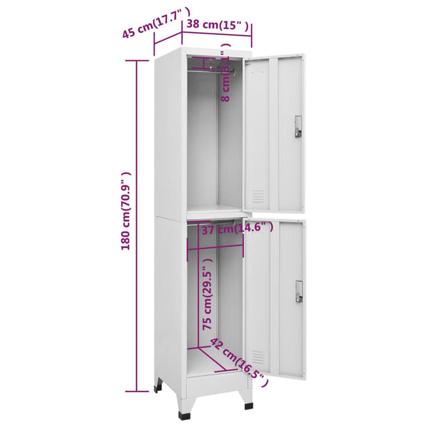 Garderobenschrank Ostia 38x45x180cm (mit 2 Fächern)