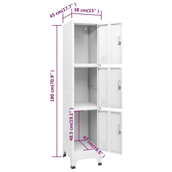 Schließfachschrank Ostia 38x45x180cm (mit 3 Fächern)