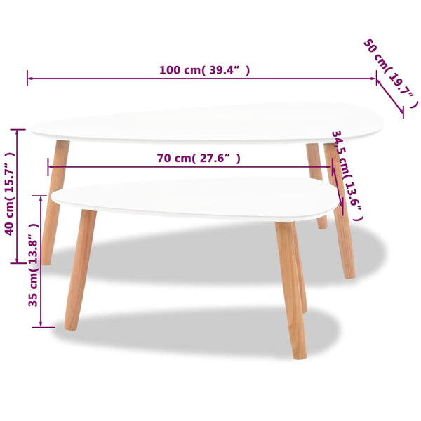 Couchtisch-Set Iujea weiß (2 Stk. Kiefer)