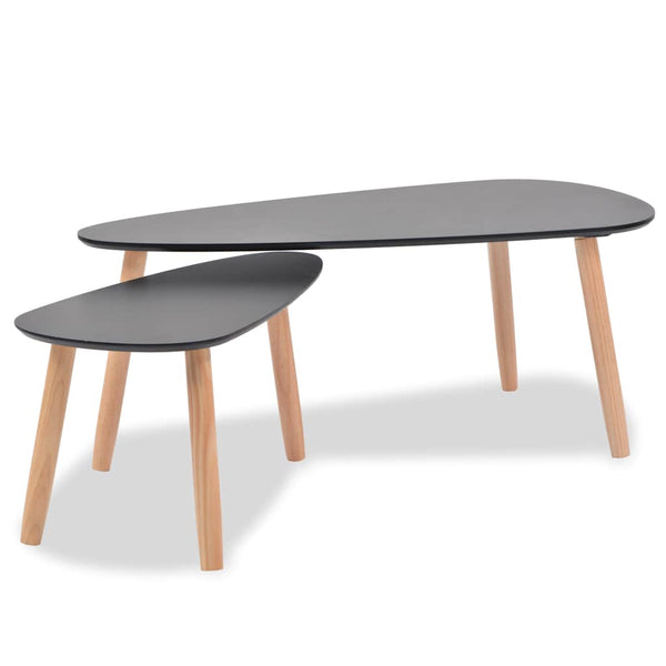 Schwarzes Couchtischset Iujea (2 Stück Kiefer)