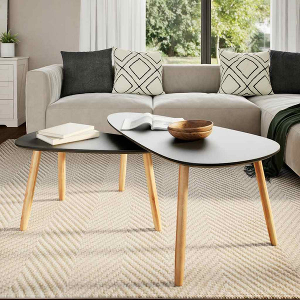 Schwarzes Couchtischset Iujea (2 Stück Kiefer)